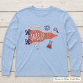 Gingham Science Pennant Long-Sleeve Tee. Shown in: Gildan • Light Blue.