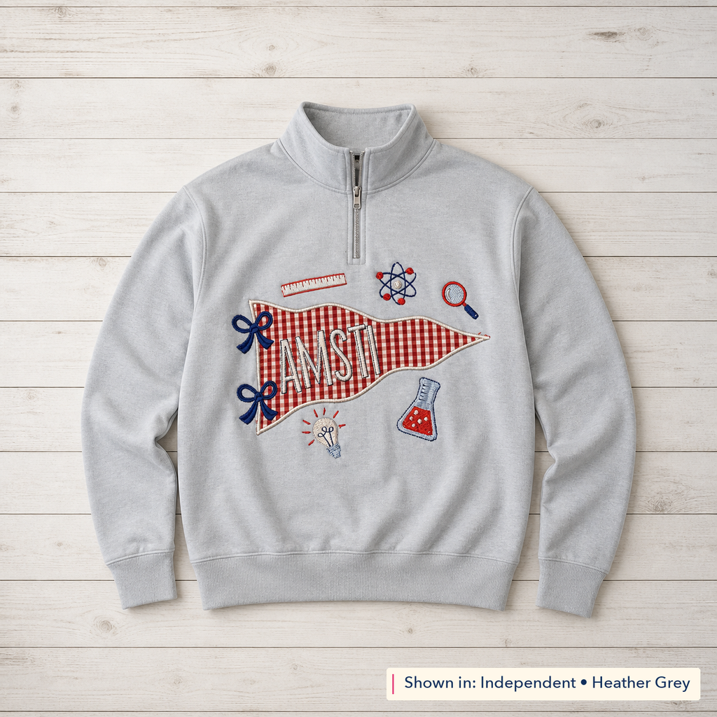 Gingham Science Pennant Quarter-Zip. Shown in: Independent • Heather Grey.