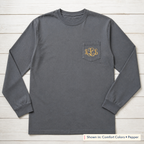 Script Monogram Long-Sleeve Pocket Tee. Shown in: Comfort Colors • Pepper.
