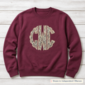 Snakeskin Scalloped Monogram Sweatshirt. Shown in: Independent • Maroon.