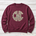Snakeskin Scalloped Monogram Sweatshirt. Shown in: Independent • Maroon.