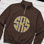 Sunflower Circle Monogram Quarter-Zip. Shown in: Independent • Brown.