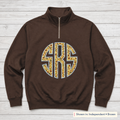 Sunflower Circle Monogram Quarter-Zip. Shown in: Independent • Brown.