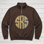 Sunflower Circle Monogram Quarter-Zip. Shown in: Independent • Brown.
