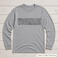 Tall Outline School Lettering Long-Sleeve Tee. Shown in: Gildan • Sport Grey.