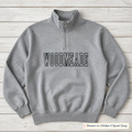 Tall Outline School Lettering Quarter-Zip. Shown in: Gildan • Sport Grey.