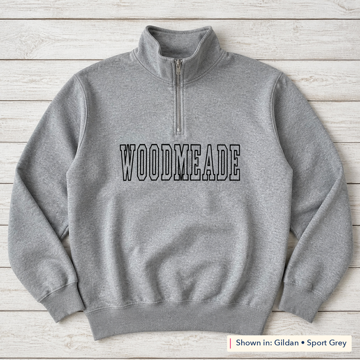 Tall Outline School Lettering Quarter-Zip. Shown in: Gildan • Sport Grey.