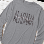 Tall Varsity Lettering & Script Long-Sleeve Tee. Shown in: Gildan • Heather Graphite.