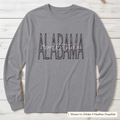 Tall Varsity Lettering & Script Long-Sleeve Tee. Shown in: Gildan • Heather Graphite.