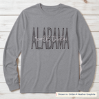 Tall Varsity Lettering & Script Long-Sleeve Tee. Shown in: Gildan • Heather Graphite.