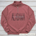 Tall Varsity Lettering & Script Quarter-Zip. Shown in: Gildan • Heather Scarlet Red.