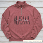 Tall Varsity Lettering & Script Quarter-Zip. Shown in: Gildan • Heather Scarlet Red.