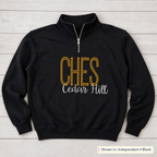 School Initials & Script Quarter-Zip. Shown in: Independent • Black.