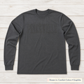 Tonal School Lettering Long-Sleeve Tee. Shown in: Comfort Colors • Graphite.