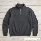 Tonal School Lettering Quarter-Zip. Shown in: Independent • Asphalt.