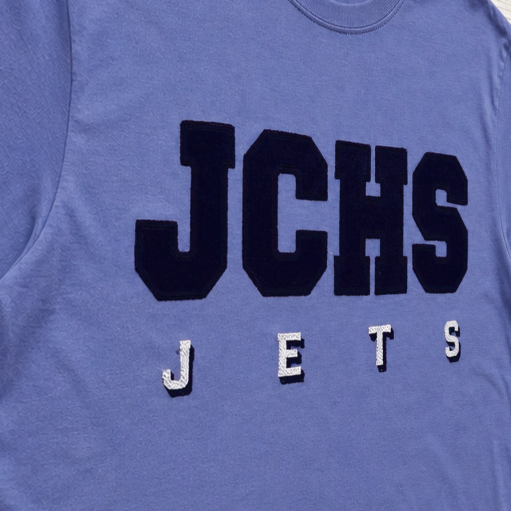 Team Lettering & Back Name Tee. Shown in: Comfort Colors • Periwinkle.