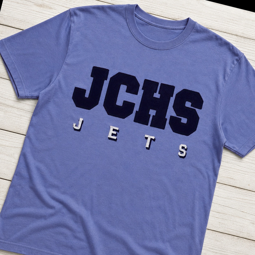 Team Lettering & Back Name Tee. Shown in: Comfort Colors • Periwinkle.
