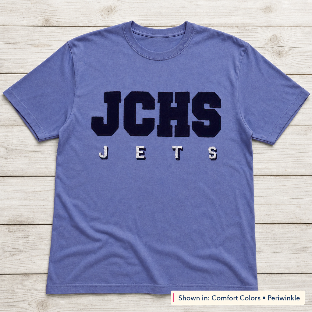 Team Lettering & Back Name Tee. Shown in: Comfort Colors • Periwinkle.