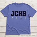 Team Lettering & Back Name Tee. Shown in: Comfort Colors • Periwinkle.