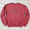 Roll Tide Elephant Trio Sweatshirt. Shown in: Comfort Colors • Crimson.