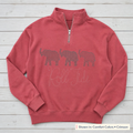 Roll Tide Elephant Trio Quarter-Zip. Shown in: Comfort Colors • Crimson.