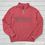 Roll Tide Elephant Trio Quarter-Zip. Shown in: Comfort Colors • Crimson.