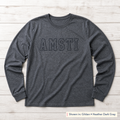 Tonal Outline Lettering Long-Sleeve Tee. Shown in: Gildan • Heather Dark Gray.