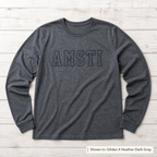 Tonal Outline Lettering Long-Sleeve Tee. Shown in: Gildan • Heather Dark Gray.