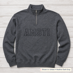 Tonal Outline Lettering Quarter-Zip. Shown in: Gildan • Heather Dark Gray.