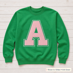 Varsity Initial Appliqué Sweatshirt. Shown in: Gildan • Irish Green.