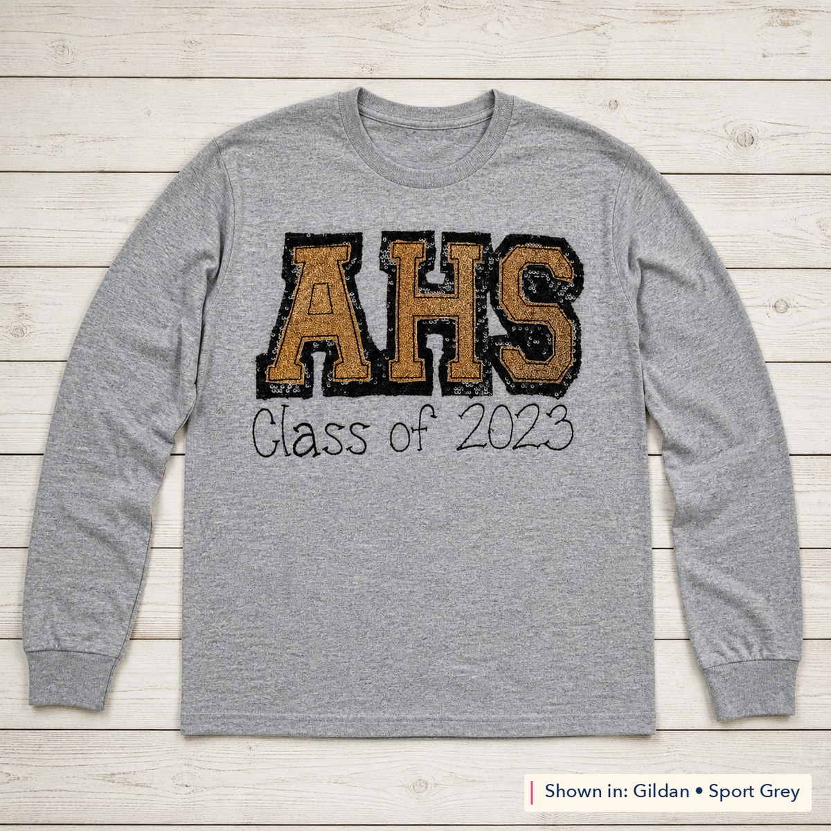 Graduation Year Varsity Long-Sleeve Tee. Shown in: Gildan • Sport Grey.
