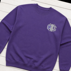 Vine Chest Monogram Sweatshirt. Shown in: Gildan • Purple.