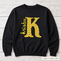 Bee Print Initial & Name Sweatshirt. Shown in: Gildan • Black.