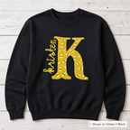 Bee Print Initial & Name Sweatshirt. Shown in: Gildan • Black.