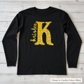 Bee Print Initial & Name Long-Sleeve Tee. Shown in: Comfort Colors • Black.