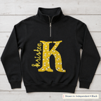 Bee Print Initial & Name Quarter-Zip. Shown in: Independent • Black.