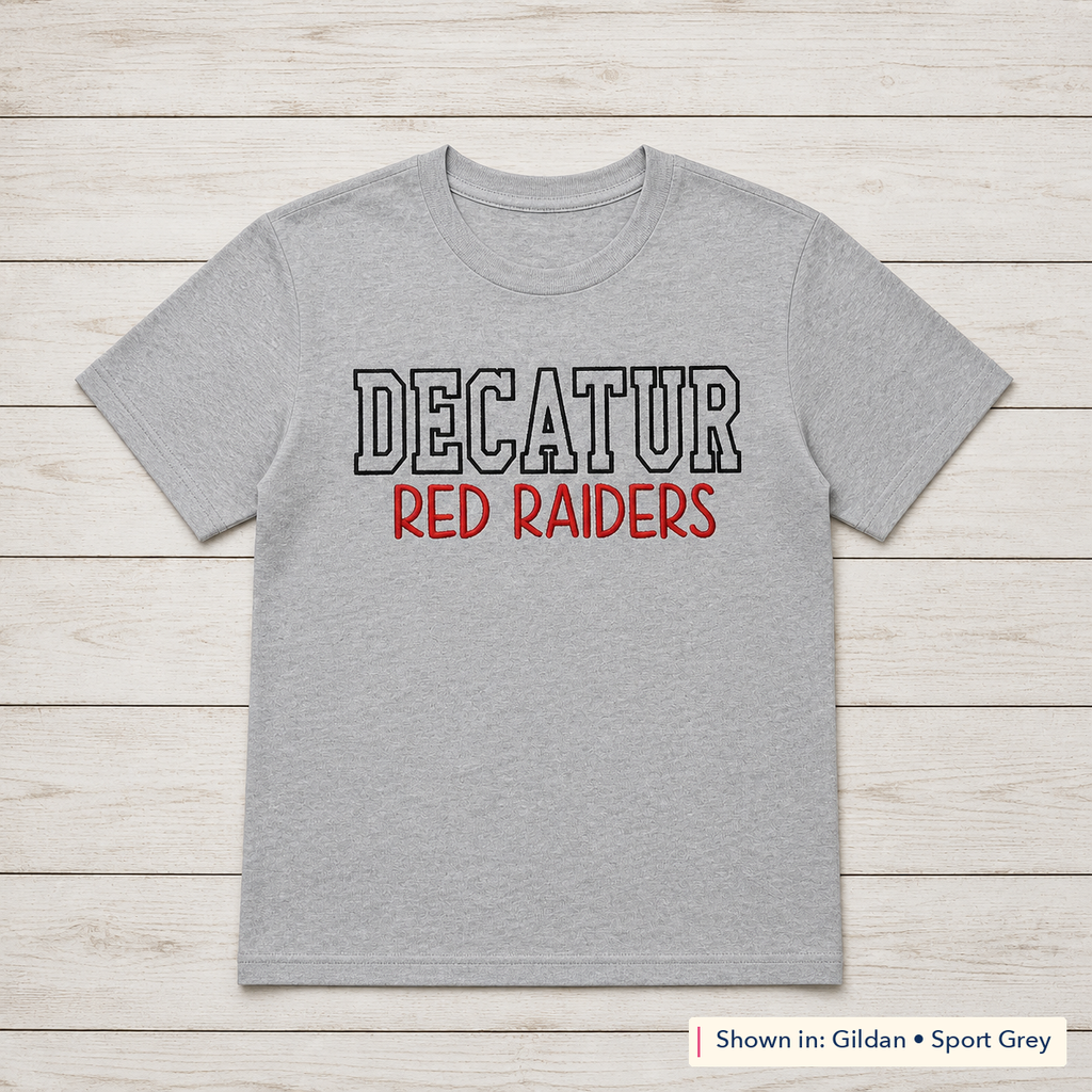Team Name Outline Tee. Shown in: Gildan • Sport Grey.