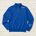 Established Script & Sleeve Names Quarter-Zip. Curved-neck embroidery. Shown in: Gildan • Royal.