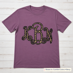 Leopard Vine Monogram Tee. Shown in: Comfort Colors • Berry.