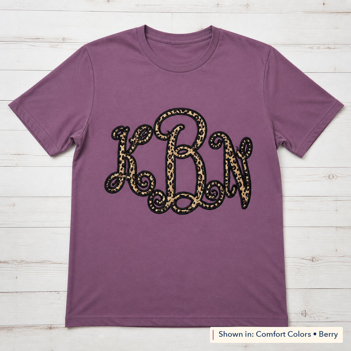 Leopard Vine Monogram Tee. Shown in: Comfort Colors • Berry.