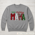 One Merry Mama Christmas Lights Sweatshirt. Shown in: Independent • Heather Gunmetal.