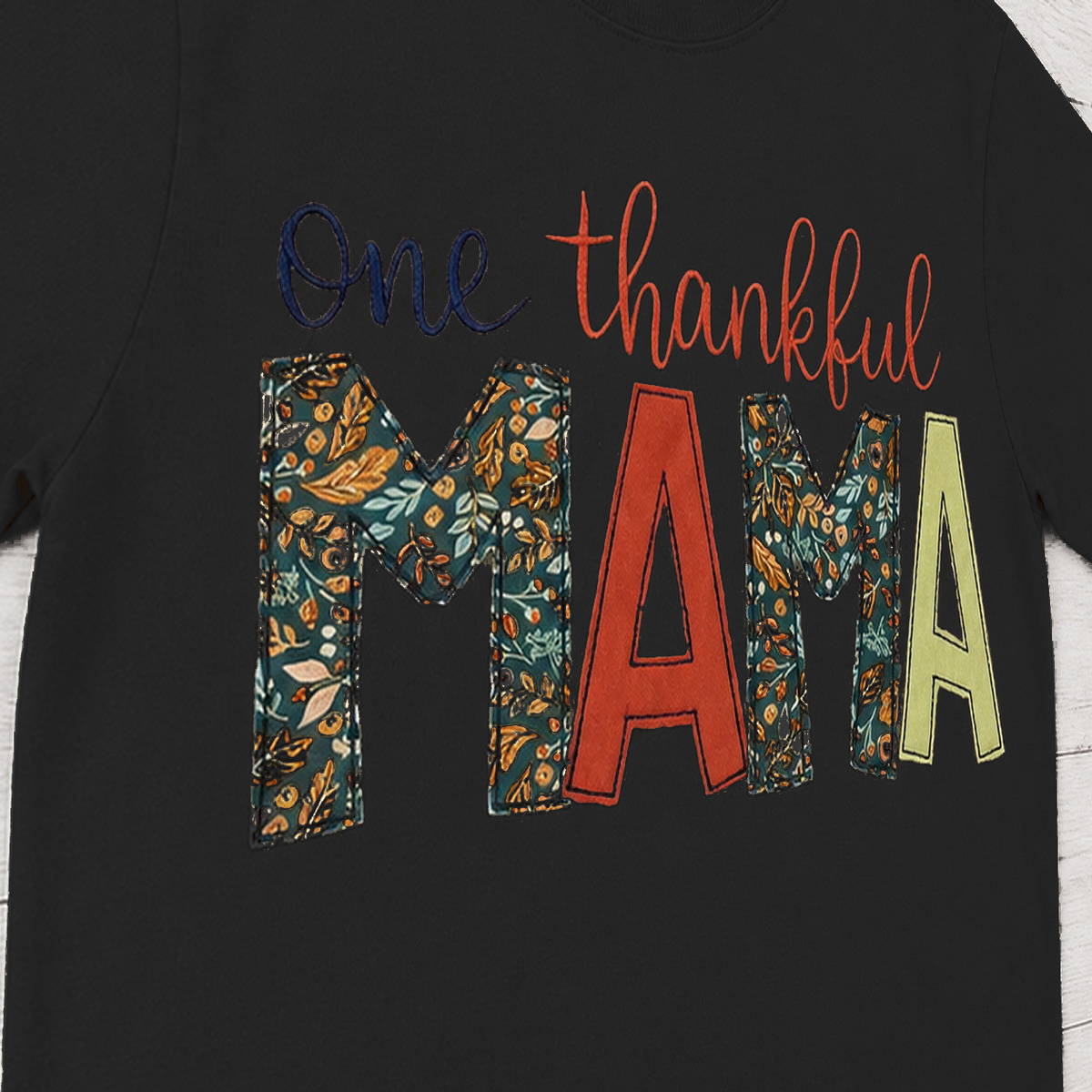 One Thankful Mama Tee. Shown in: Comfort Colors • Black.