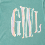 Pastel Stripe Serif Monogram Tee. Shown in: Comfort Colors • Seafoam.