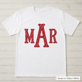 Red Floral Serif Monogram Tee. Shown in: Gildan • White.