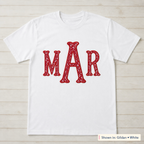 Red Floral Serif Monogram Tee. Shown in: Gildan • White.