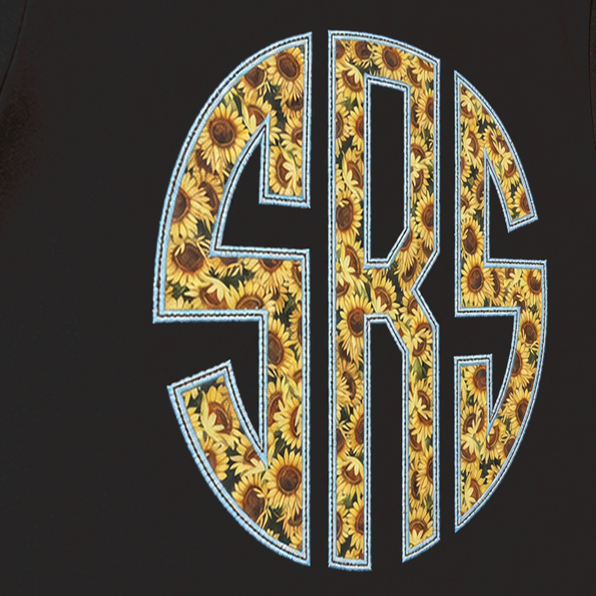 Sunflower Circle Monogram Tee. Shown in: Comfort Colors • Black.
