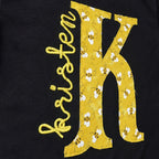 bee initial name short sleeve embroidery close-up