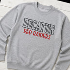 block outline team name crewneck styled flat lay