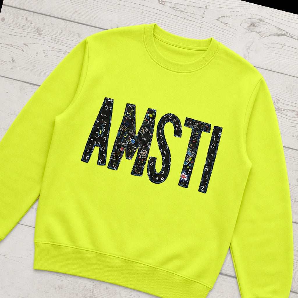 Custom chalkboard applique crewneck sweatshirt folded flat lay