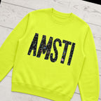 Custom chalkboard applique crewneck sweatshirt folded flat lay